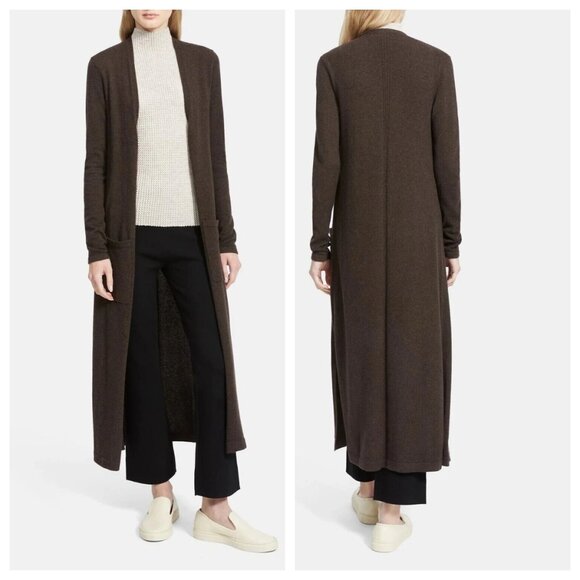 Theory Torina Cashmere Maxi Cardigan in Compost - Picture 1 of 3